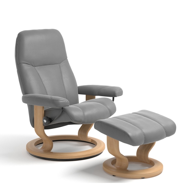 Chair & Stool With Classic Base In Leather - Stressless Consul