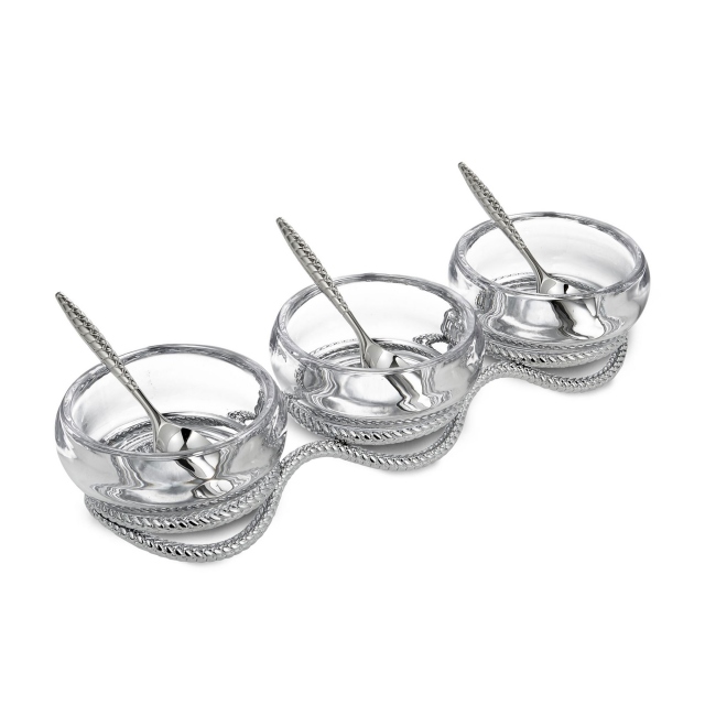 Nambé Braid Triple Condiment Set with Spoons