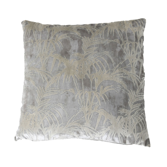 Tropicale Textured Velvet Grey Large Cushion