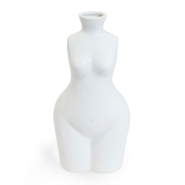 Female Body White Ceramic Stem Vase