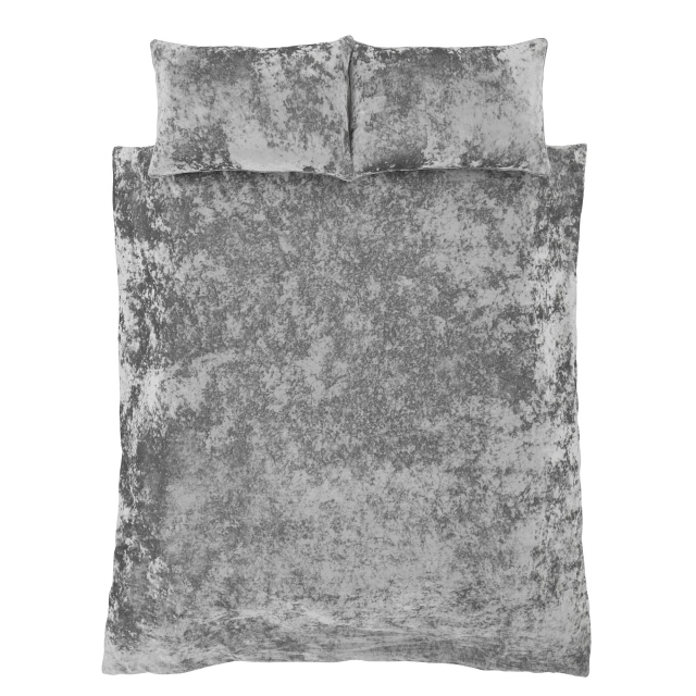 Catherine Lansfield Crushed Velvet Silver Bedding Collection