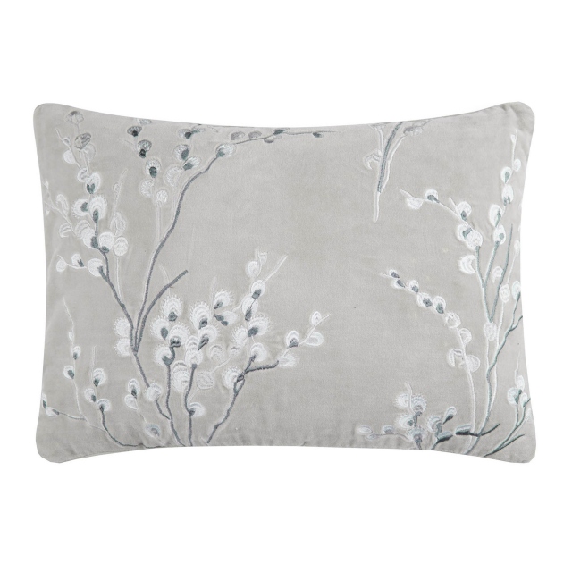 Laura Ashley Pussy Willow Embroidered Cushion Grey