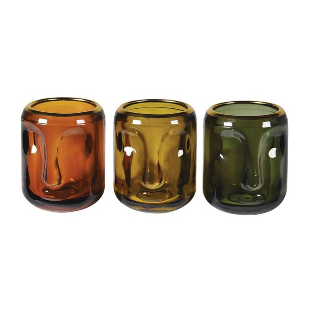 Set of 3 - Face Candle Holders