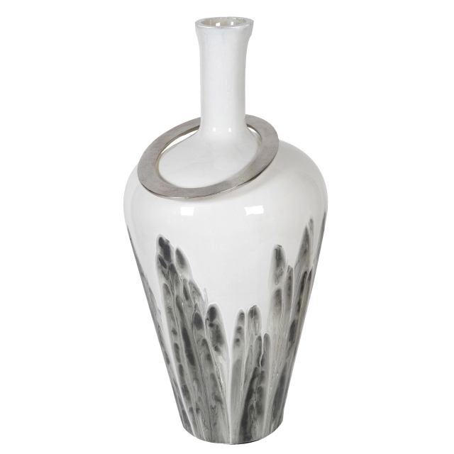 Large White Glass Vase - Statuario