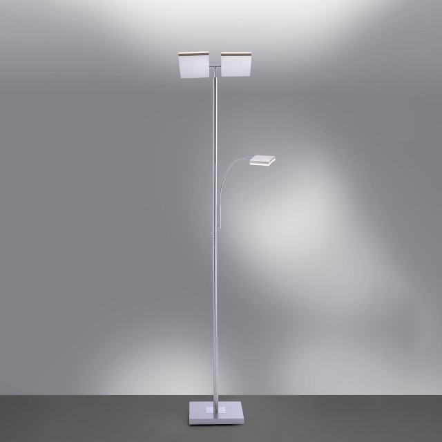 Alto LED Twin Head Floor Lamp Silver