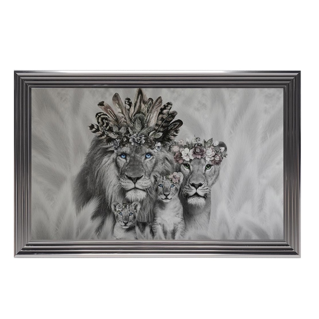 Framed Print - Lion Family With Two Cubs