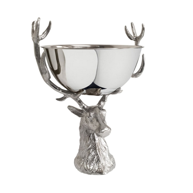 Stag Head Wine Cooler with Silver Bowl
