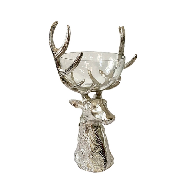 Small Nibbles Glass Bowl - Stag Head