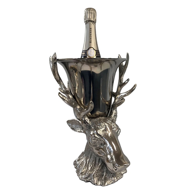 Stag Head With Wine Bucket Cooler