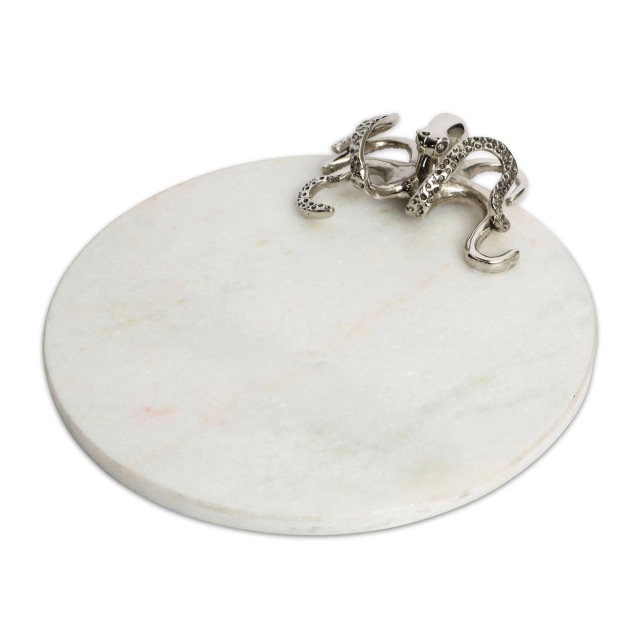 White Marble Cheeseboard - Octopus