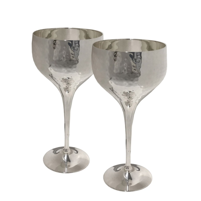Set of 2 - Hammered Wine Goblets