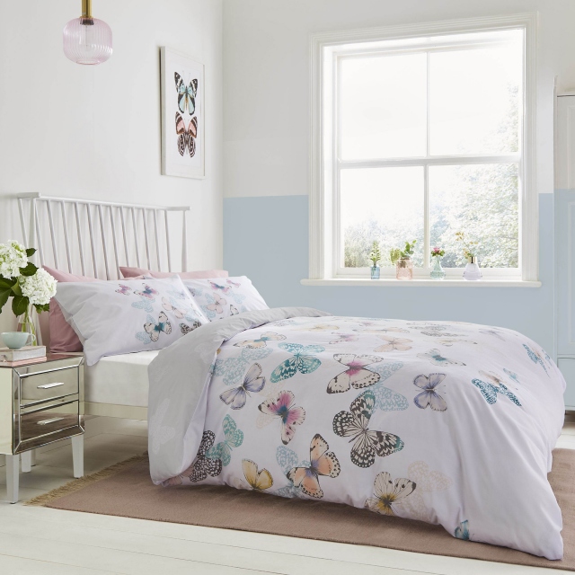Catherine Lansfield Scatter Butterfly Grey Bedding Collection