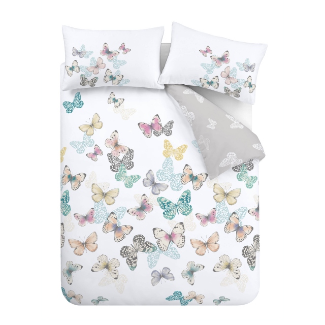 Catherine Lansfield Scatter Butterfly Grey Bedding Collection