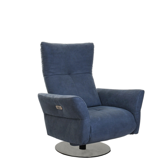 Swivel Accent Power Recliner Chair In Fabric Or Leather - Brescia