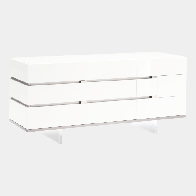 6 Drawer Dresser In White High Gloss - Polar