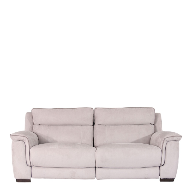 2 Seat 2 Power Recliner Sofa In Fabric MAD-02 Silver Grey With MAD-03 Dark Grey Piping - Monza