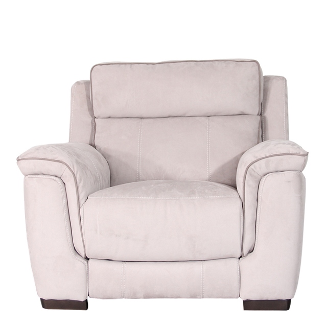 Power Recliner Chair In Fabric MAD-02 Silver Grey With MAD-03 Dark Grey Piping - Monza