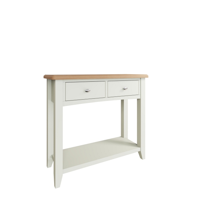 Console Table Grey Finish With Oak Top - Burham