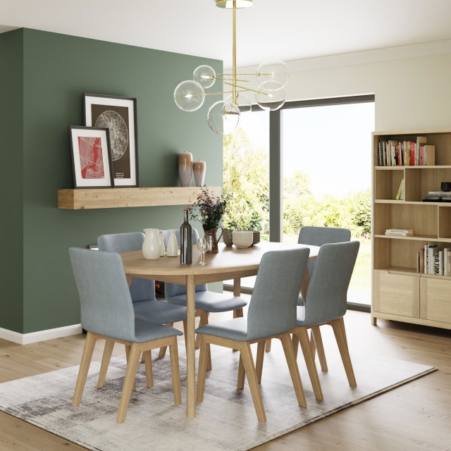 180cm Oval Dining Table In Oak Finish - New Seasons