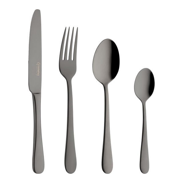 16 Piece Stainless Steel Black Finish Cutlery Set - Windsor