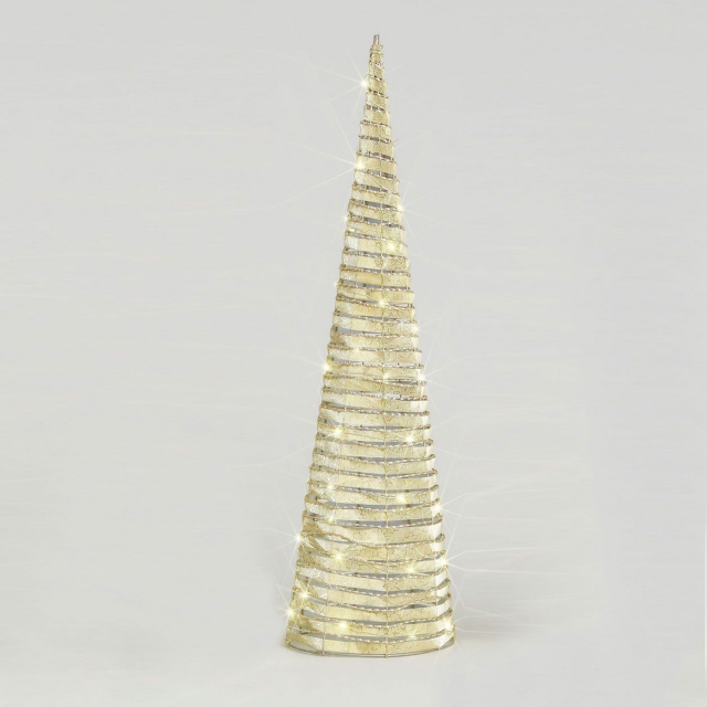 LED Small Gold Fabric Cone Tree