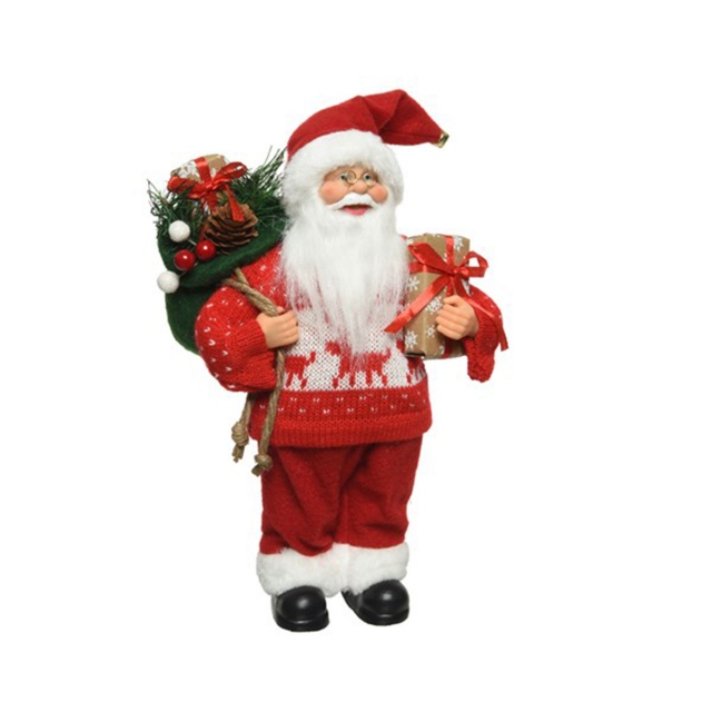 Small - Red Standing Santa with Presents
