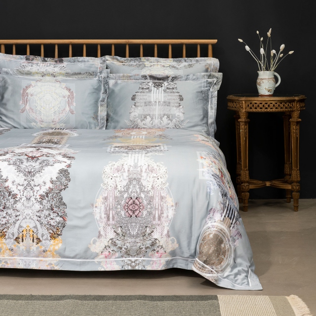 Totem Damask Blue Mist Bedding Collection - Timorous Beasties