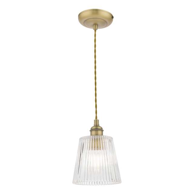 Callaghan Pendant Antique Brass Ribbed Glass - Laura Ashley