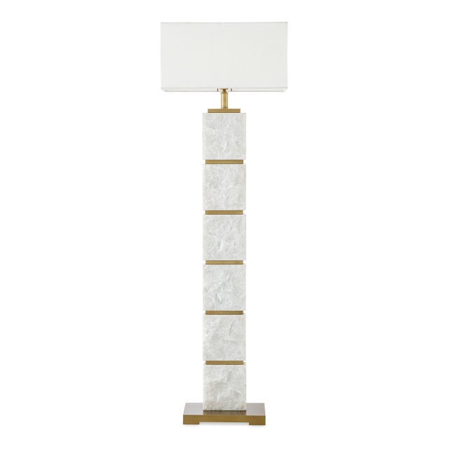 Floor Lamp In White Marble & Antique Brass - Eichholtz Newton