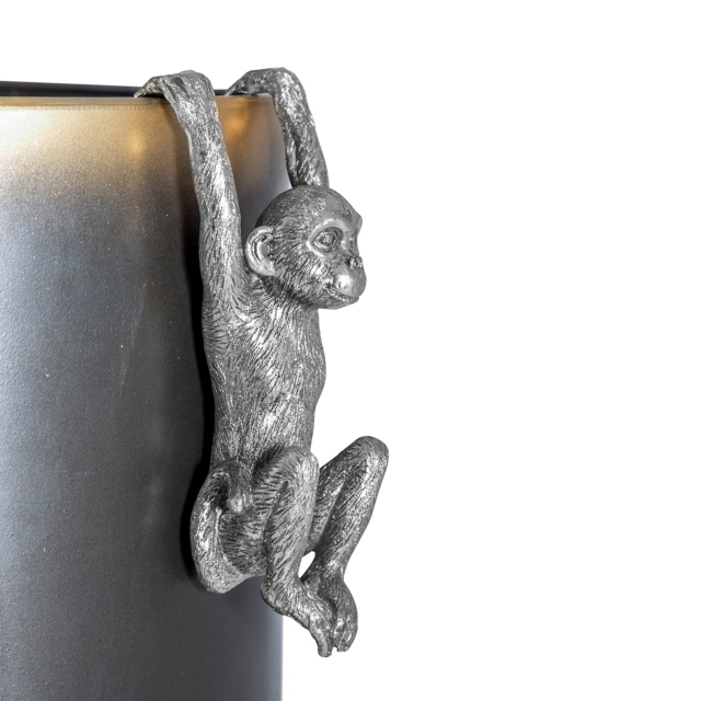 Pot Decor Sculpture - Silver Hanging Monkey