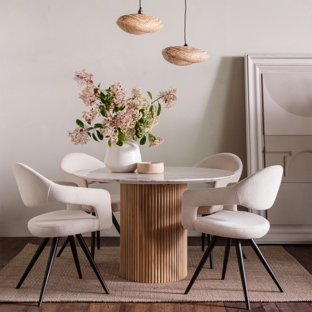 120Øcm Round Dining Table with Marble Top - Bombay