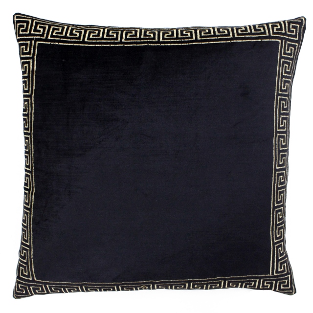 Large Black Embroidered Cushion - Apollo
