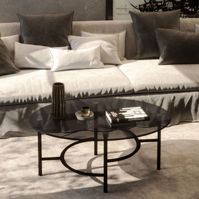 Coffee Table In Smoked Glass - Casella