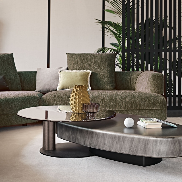 Swivel Bond Coffee Table In Lacquered Steel - Cattelan Italia Arena Long