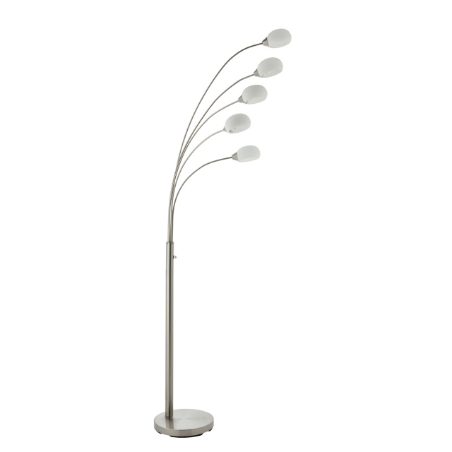 White Glass & Satin Nickel 5 Light LED Floor Lamp - Arran