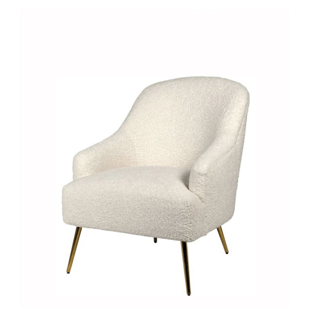 Chair In White Faux Sheepskin - Wallace