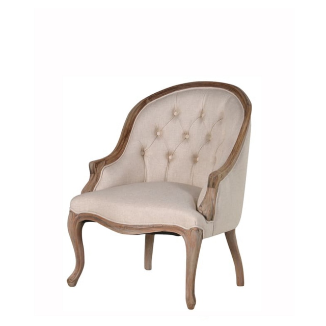 Curved Back Chair In Reclaimed Weather Pine In Linen - Raffles