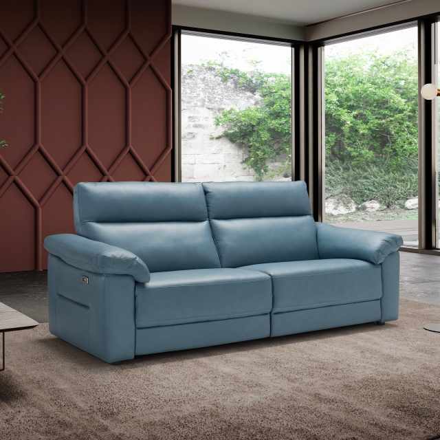 3 Seat Large Sofa In Leather - Fiorano