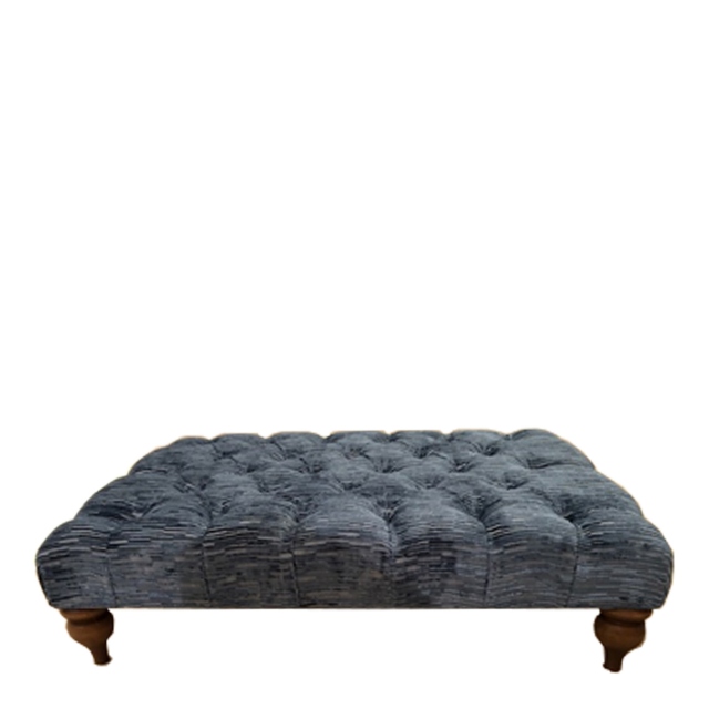 Large Buttoned Footstool In Fabric - Derwent