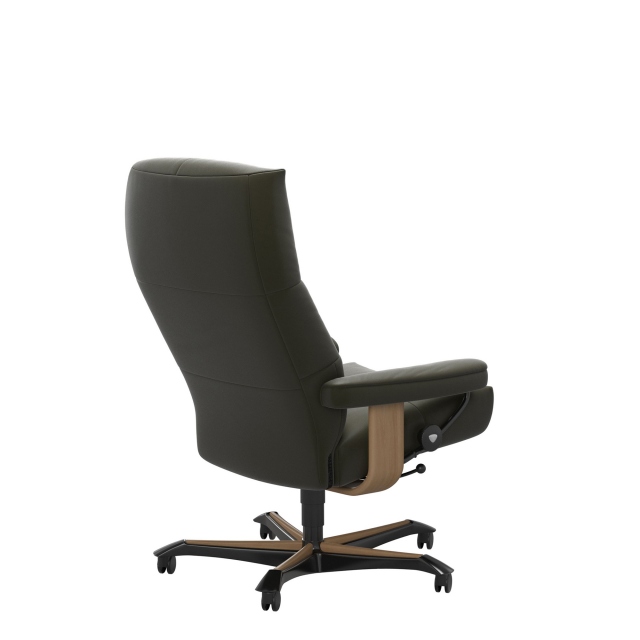 Medium Chair With Wood Office Base In Leather - Stressless David
