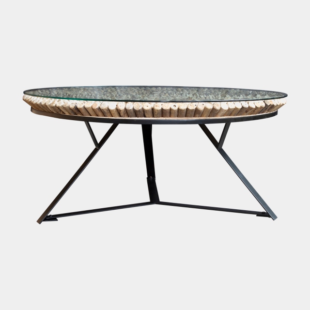 Round Coffee Table Reclaimed Bamboo Top - Largo