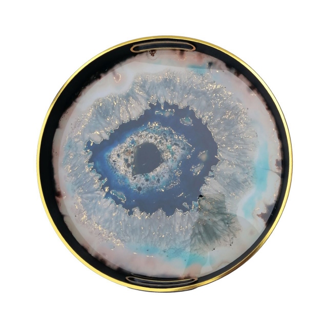 Round Abstract Tray - Ocean