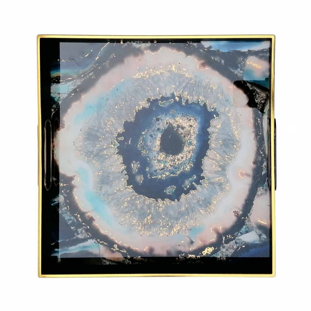 Square Abstract Tray - Ocean