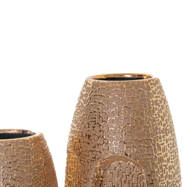 Gold Textured Face Vase - Rapa Nui