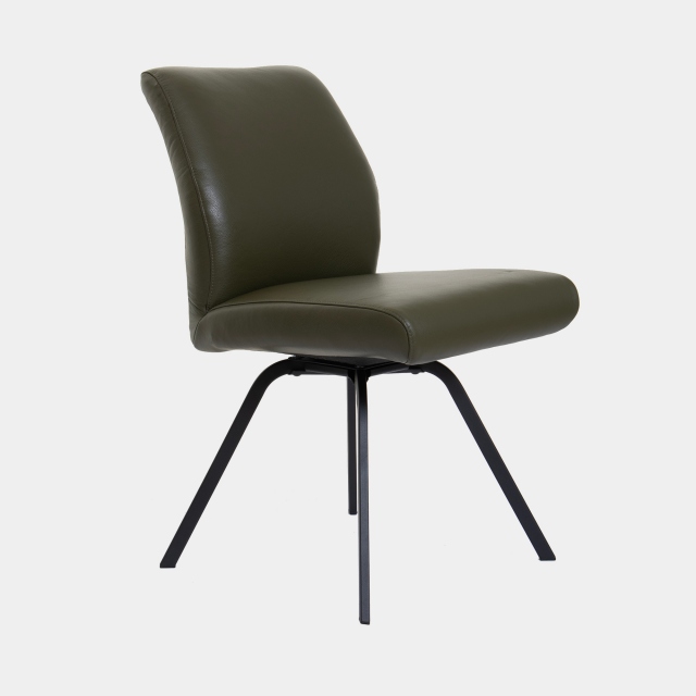 Swivel Dining Chair In Hunter Leather - Lily