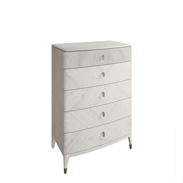5 Drawer Tall Chest In Stone Finish - Dynasty