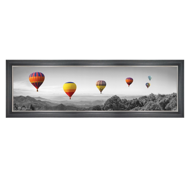 Framed Print - Panoramic Balloon Race Black & White