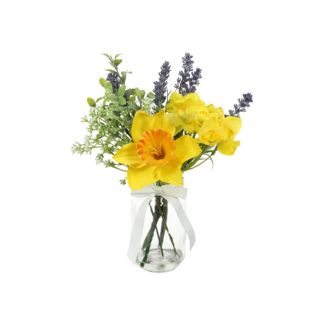 Arrangement in a Glass Jar - Spring Narcissus And Lavender