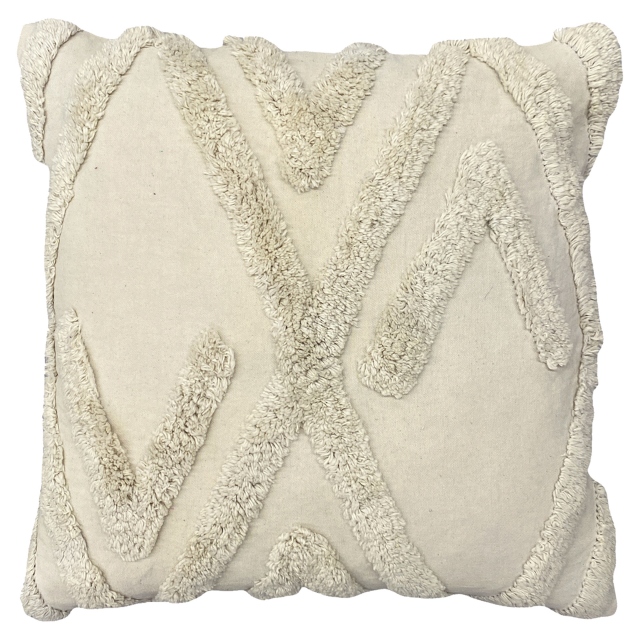 Medium Natural Cushion - Kamjo Geometric Tufted