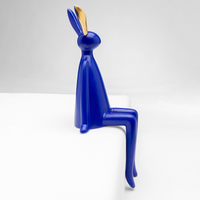 Blue Sculpture - Sitting Rabbit